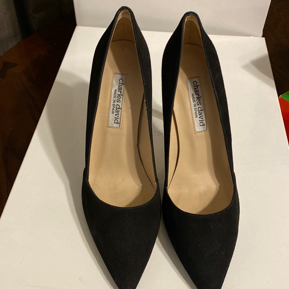 Black suede heels